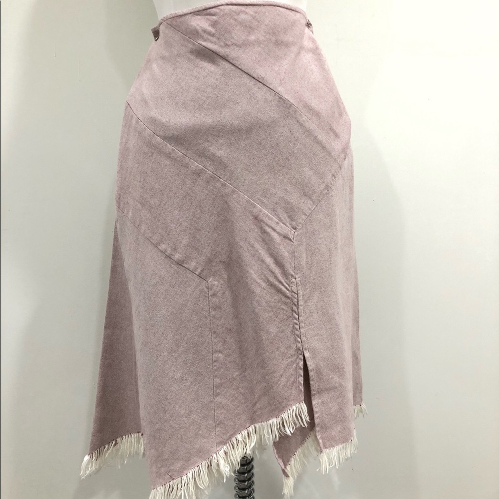 BCBGMAXAZRIA Pink Asymmetric Frayed Hem Size 0 EUC